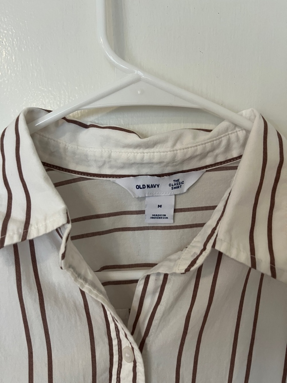 Old Navy Cream Shirt with Brown Stripes - Picture 2 of 4